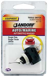 Jandorf 61109 Switch, 20 A, 12 VDC, SPST, Tab Terminal, Black/Silver