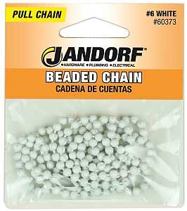 Jandorf 60373 Beaded Chain with Connector, 3 ft L, White