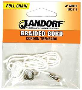 Jandorf 60313 Pull Chain, 3 ft L Chain, White