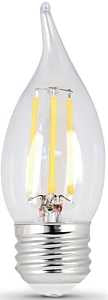 Feit Electric BPEFC25927CAFIL2 LED Flame Tip, General Purpose, 25 W Equivalent, E26 Lamp Base, Dimmable