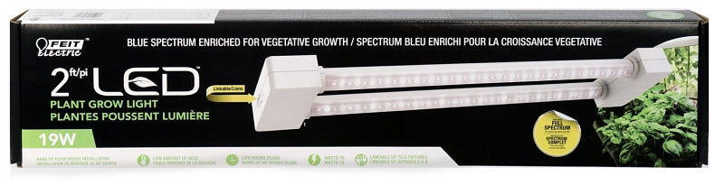 Feit Electric GLP24FS/19W/LED Grow Light, 0.158 A, 120 V, 2 -Lamp, LED Lamp, 1200 Lumens, 3300 K Color Temp