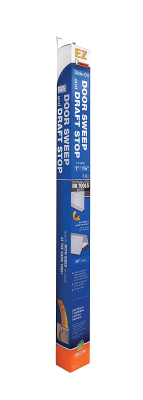 Frost King UBD77W Door Sweep, 36 in L, 1-3/4 in W, PVC Insert