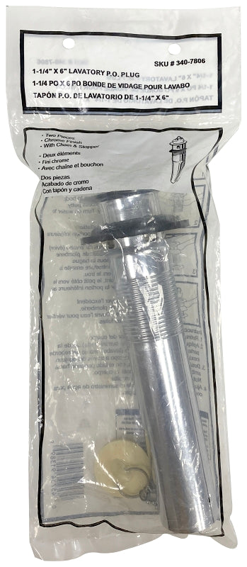 ProSource TW0916 Lavatory Plug, Pull-Out, Chrome