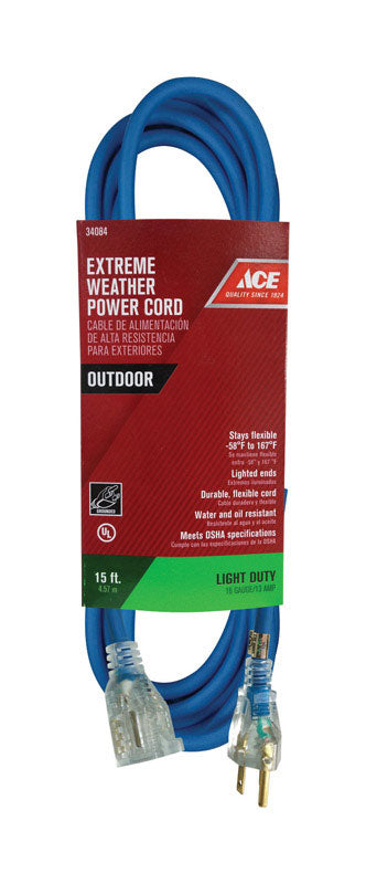 Ace Outdoor 15 ft. L Blue Extension Cord 16/3 SJOW
