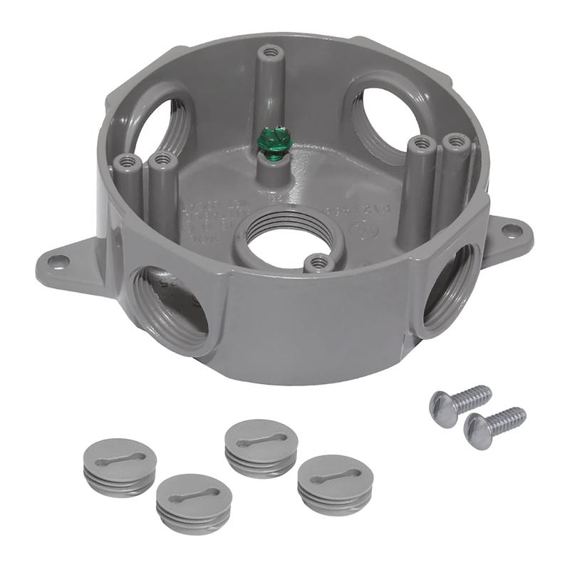 Sigma Engineered Solutions New Work 16 cu in Round Die-Cast Metal Weatherproof Box Gray
