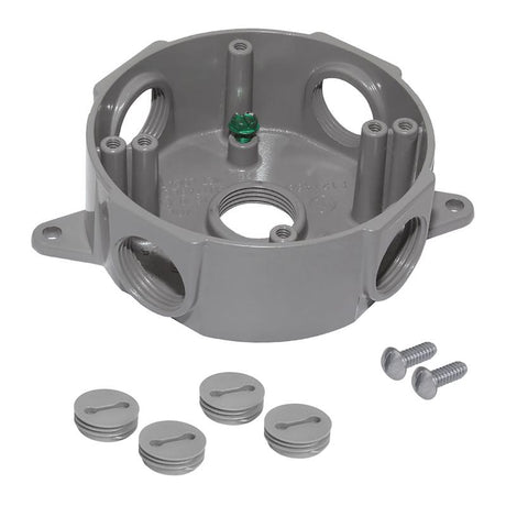 Sigma Engineered Solutions New Work 16 cu in Round Die-Cast Metal Weatherproof Box Gray