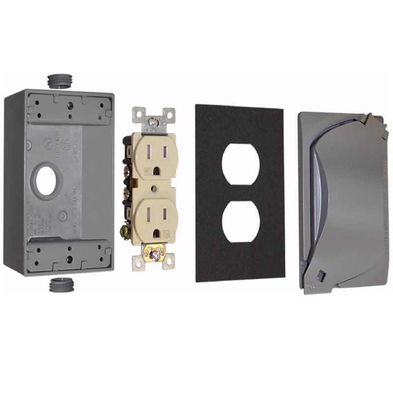 Sigma Engineered Solutions Rectangle Die-Cast Metal 1 gang 4.58 in. H X 2.83 in. W Duplex Outlet Kit