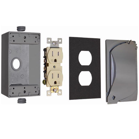 Sigma Engineered Solutions Rectangle Die-Cast Metal 1 gang 4.58 in. H X 2.83 in. W Duplex Outlet Kit