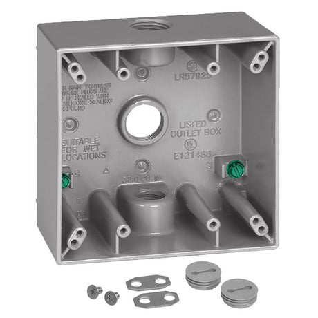 Sigma Engineered Solutions New Work 31 cu in Square Die-Cast Metal 2 gang Weatherproof Box Gray