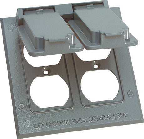 Sigma Engineered Solutions Square Die-Cast Metal 2 gang 4.54 in. H X 4.54 in. W Duplex Box Cover