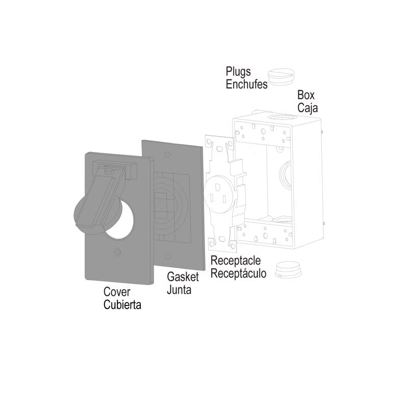 Sigma Engineered Solutions Rectangle Die-Cast Metal 1 gang 4.57 in. H X 2.83 in. W 15/20 Amp Recepta