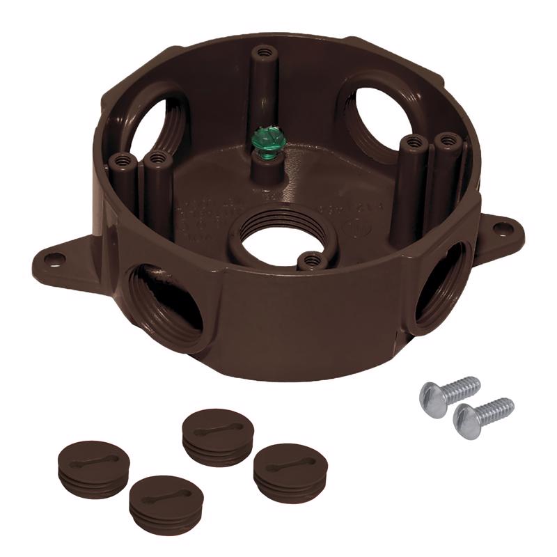 Sigma Engineered Solutions New Work 16 cu in Round Die-Cast Metal Weatherproof Box Bronze