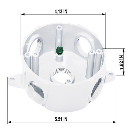 Sigma Engineered Solutions New Work 16 cu in Round Die-Cast Metal Weatherproof Box White