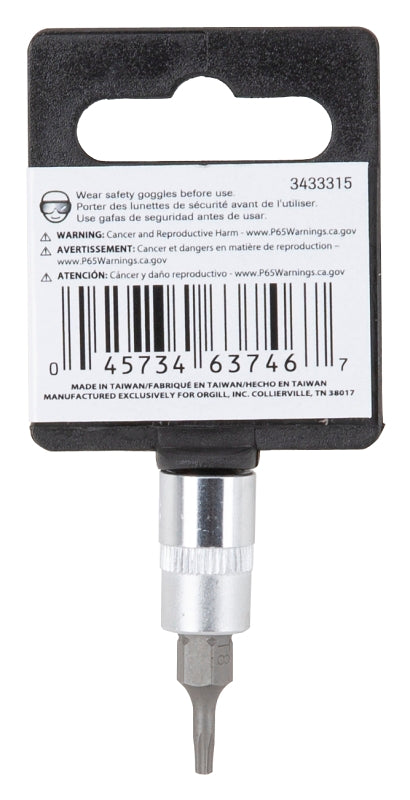 Vulcan 55050025SD Star Bit Socket, T8 Tip, Chrome