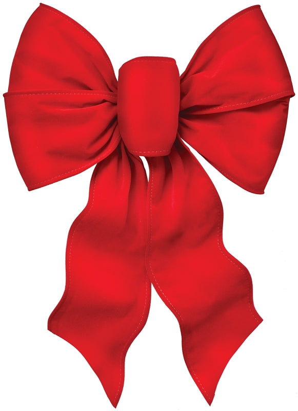 Holidaytrims 7371 Deluxe Bow, 18 in L, 12 in W, 1 in Thick, Velvet, Red, Pack of 12