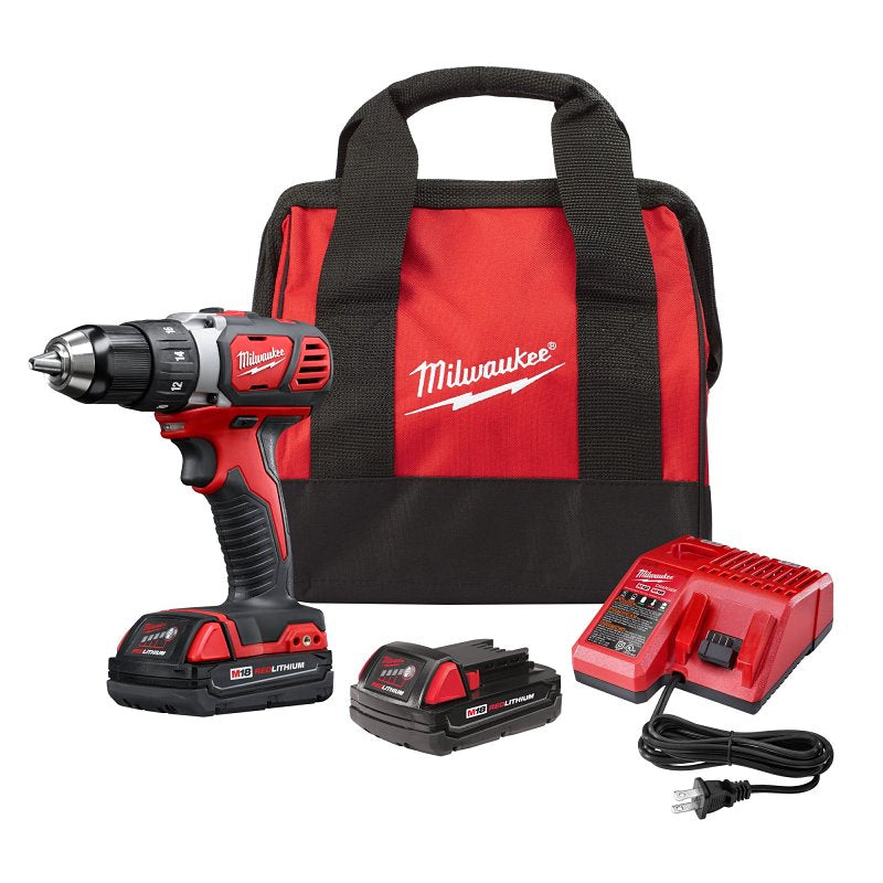 Milwaukee 2606-22CT Drill/Driver Kit, Battery Included, 18 V, 1.5, 3 Ah, 1/2 in Chuck, Keyless Chuck