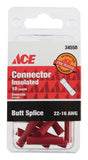 Ace Insulated Wire Butt Connector Red 10 pk