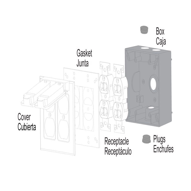 Sigma Engineered Solutions New Work 31 cu in Square Die-Cast Metal 2 gang Weatherproof Box Gray