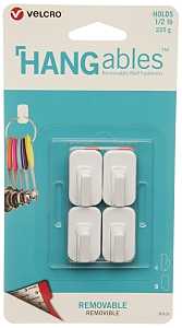VELCRO Brand HANGables VEL-30102-USA Removable Wall Hook, 0.5 lb, 4-Hook, White