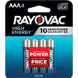 Rayovac High Energy AAA Alkaline Batteries 4 pk Carded
