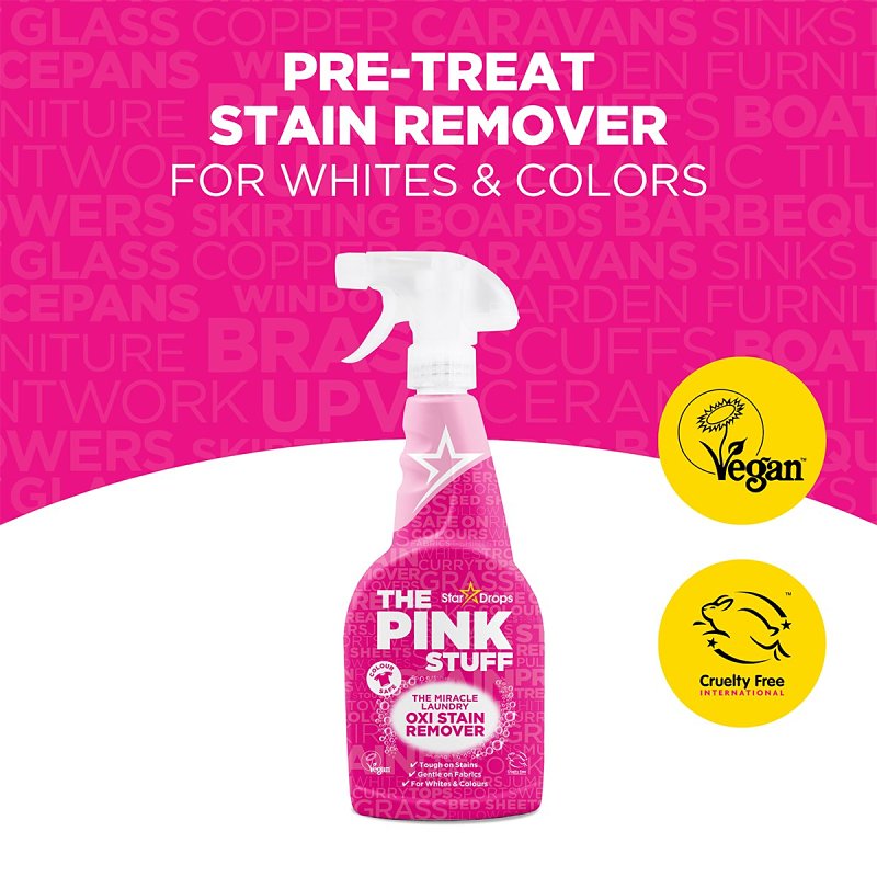 The Pink Stuff 20186 Oxi Stain Remover, 16.9 fl-oz Spray Bottle, Liquid, Fruity Rhubarb