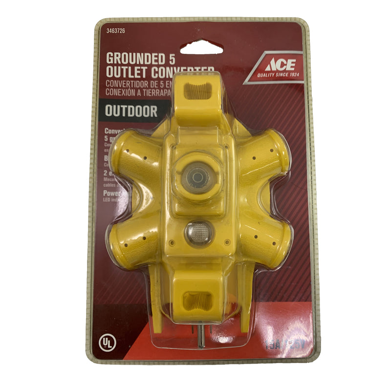 Ace Grounded 5 outlets Adapter 1 pk