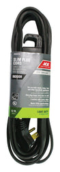 Ace Indoor 12 ft. L Black Extension Cord 16/3 STP-3