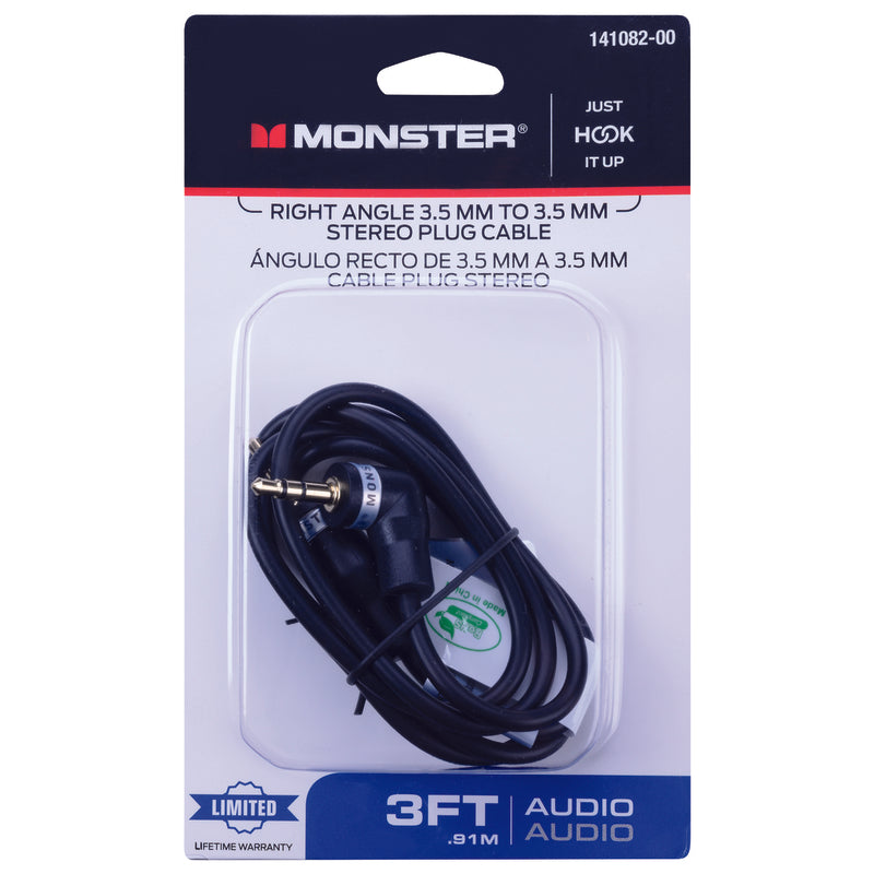 Monster Just Hook It Up 3 ft. L Stereo Plug Cable 3.5 mm