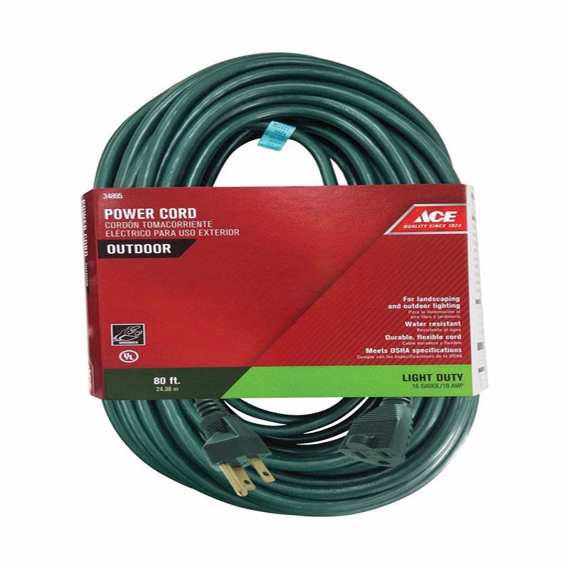 Ace Outdoor 80 ft. L Green Extension Cord 16/3 SJTW
