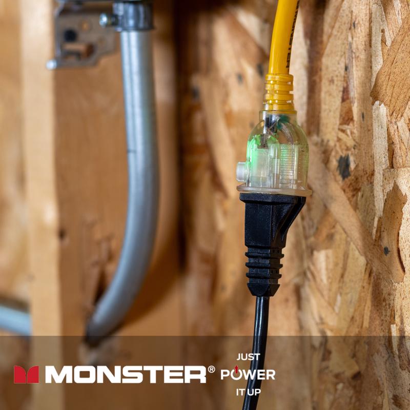 Monster Just Power It Up Outdoor 50 ft. L Yellow Extension Cord 12/3 SJTW