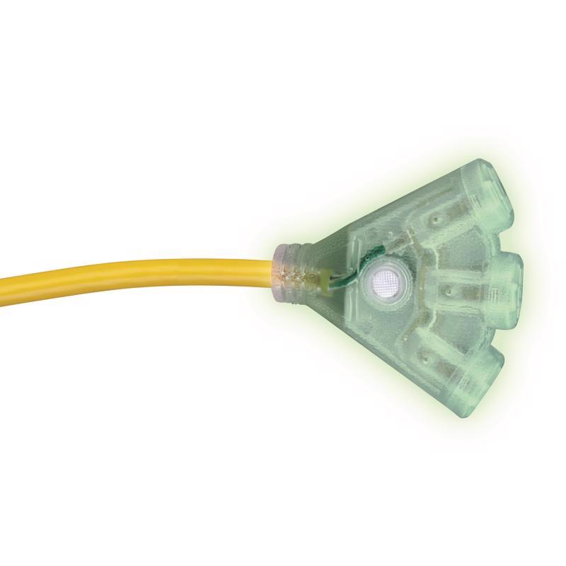 Monster Just Power It Up Outdoor 2 ft. L Yellow Extension Cord 12/3 SJTW