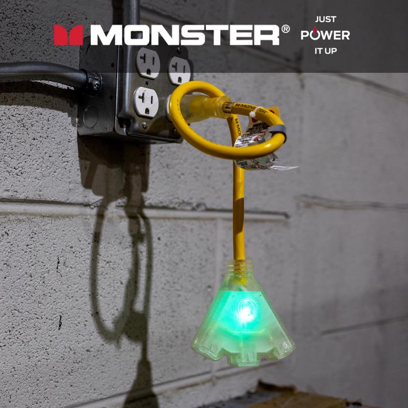 Monster Just Power It Up Outdoor 2 ft. L Yellow Extension Cord 12/3 SJTW