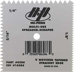 Marshalltown 6286 Spreader, 1/8, 3/16, 1/4 in Notch, 4 in W Blade, Notched Blade, Plastic Blade