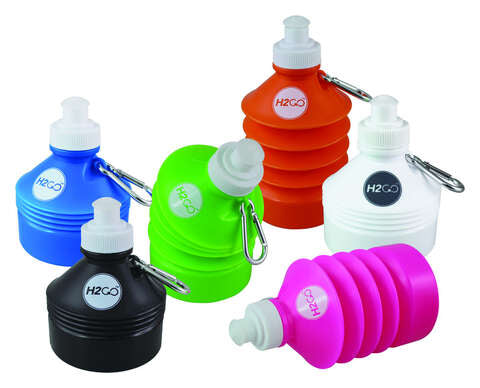 H2GO 16 oz Assorted BPA Free Collapsible Water Bottle, Pack of 12
