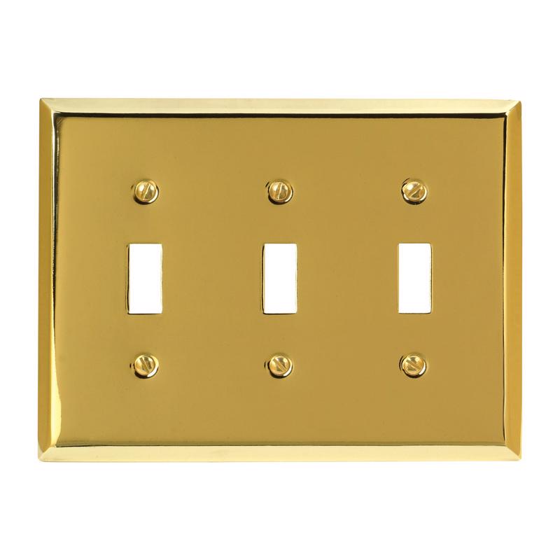 Amerelle Century Polished Brass 3 gang Stamped Steel Toggle Wall Plate 1 pk
