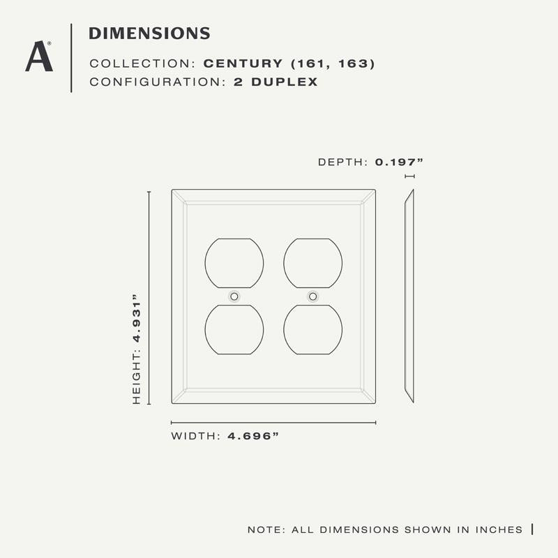 Amerelle Century Polished Chrome 2 gang Stamped Steel Duplex Wall Plate 1 pk