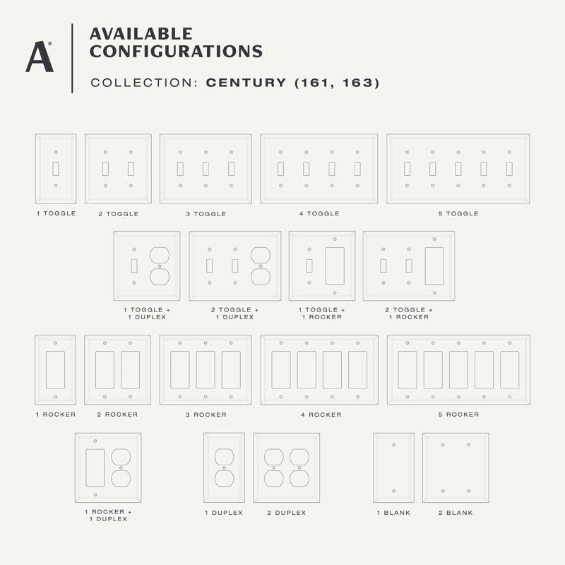 Amerelle Century Polished Chrome 2 gang Stamped Steel Duplex Wall Plate 1 pk