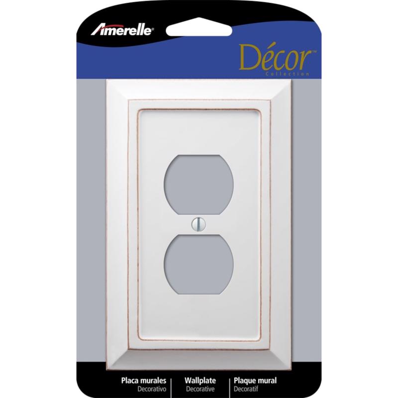 Amerelle Savannah White 1 gang Wood Duplex Wall Plate 1 pk