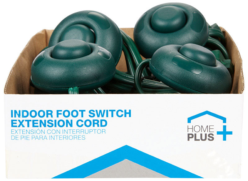 Home Plus Indoor 6 ft. L Green Extension Cord with Foot Switch 18/2, Pack of 6