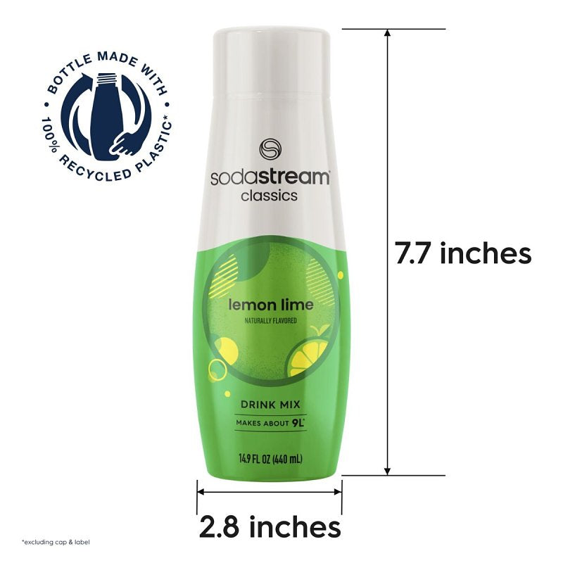 Sodastream Classics 1424226012 Soda Drink Mix, Water, Lemon Lime, 14.9 fl-oz Bottle