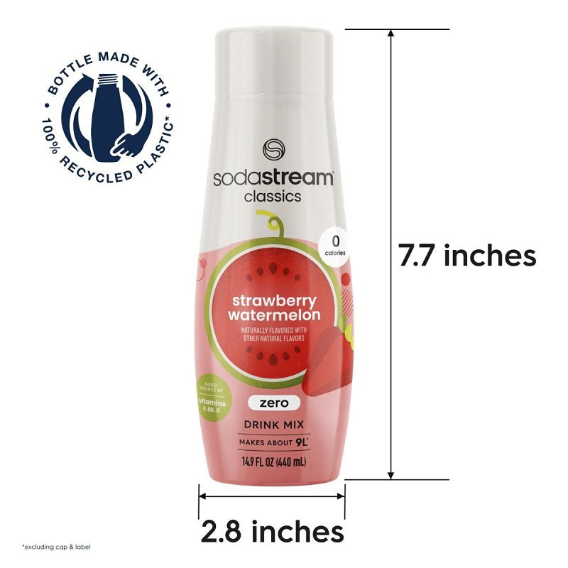Sodastream Classics 1024267011 Zero Soda Drink Mix, Water, Strawberry, Watermelon, 14.9 fl-oz Bottle