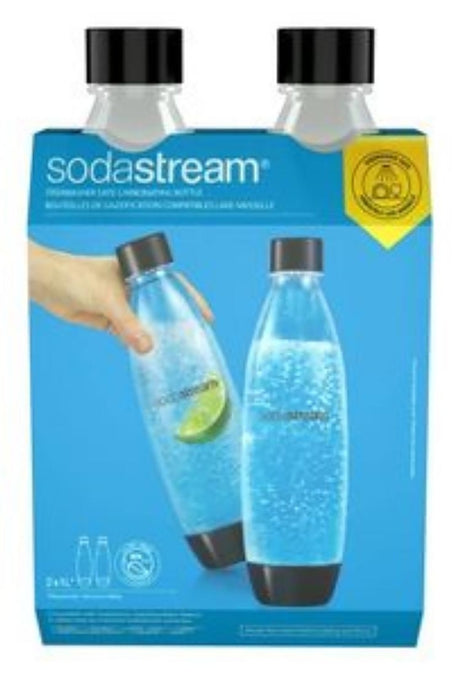 Sodastream 1741260010 Slim Carbonating Bottle, 1 L Capacity, Plastic, Black, Pack of 4