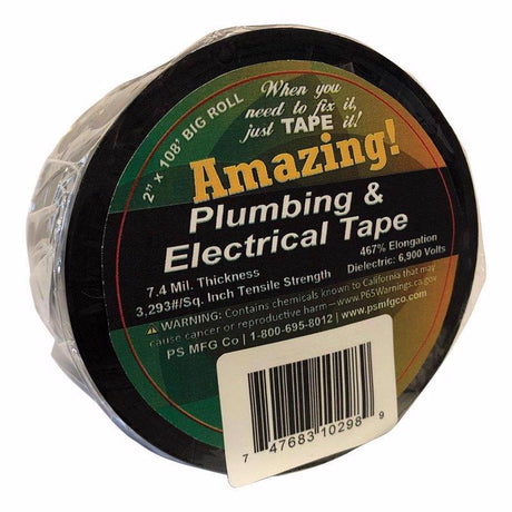 Amazing 2 in. W X 108 ft. L Black Plastic Plumbing & Electrical Tape