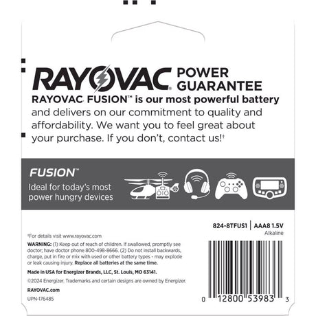 Rayovac Fusion AAA Alkaline Batteries 8 pk Carded