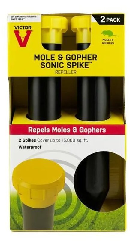 Victor Sonic Spike M9012 Animal Repellent, Electronic, 2.6 in L, Repels: Gopher, Mole
