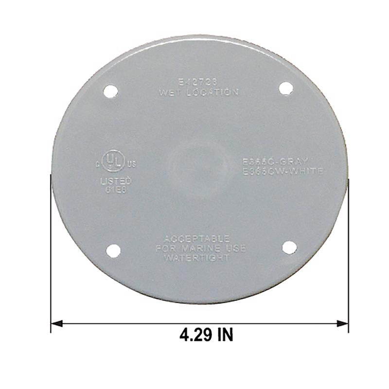 Sigma Engineered Solutions Round Plastic 4.29 in. H X 4.29 in. W Flat Box Cover