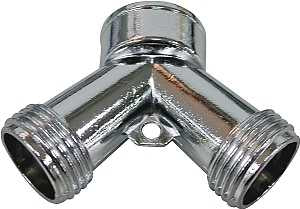 ProSource PMB-064 Y-Connector, 3/4 in x 3/4 in, Metal, Chrome, For: Garden Hose