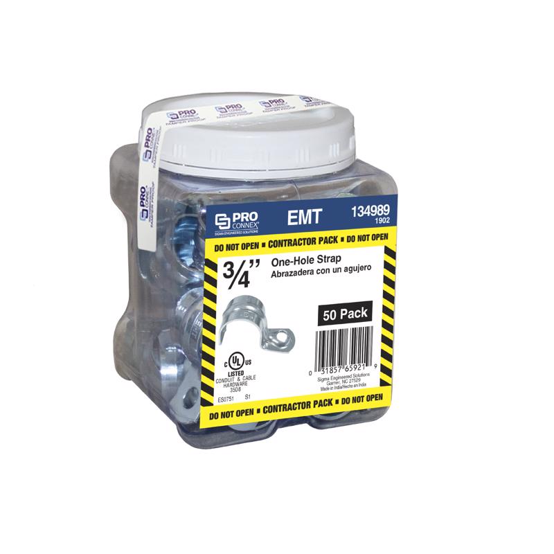 Sigma Engineered Solutions ProConnex 3/4 in. D Zinc-Plated Steel 1 Hole Strap 50 pk