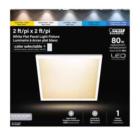 Feit EDGELIT 1 in. H X 23.9 in. W X 23.9 in. L Frost White LED Flat Panel Light Fixture