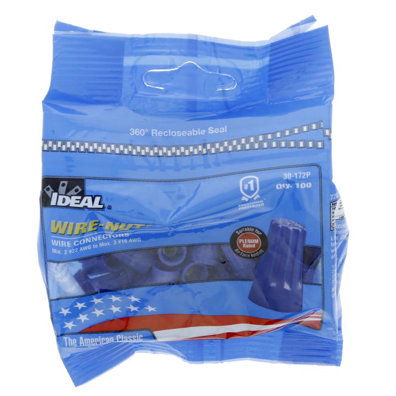 Ideal Industries Insulated Wire Wire Connector Blue 100 pk